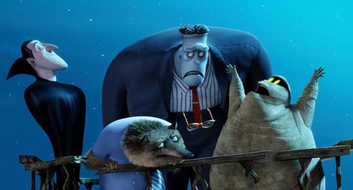Dracula (Adam Sandler), Frank (Kevin James), Wayne (Steve Buscemi), Griffin the Invisible Man (David Spade) and Murray (Keegan-Michael Key) in Columbia Pictures and Sony Pictures Animations' HOTEL TRANSYLVANIA 2.