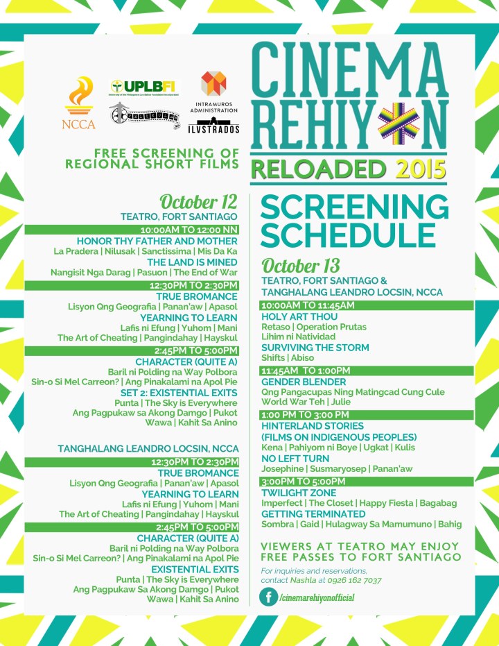 cinema rehiyon reloaded manila 2015 schedule