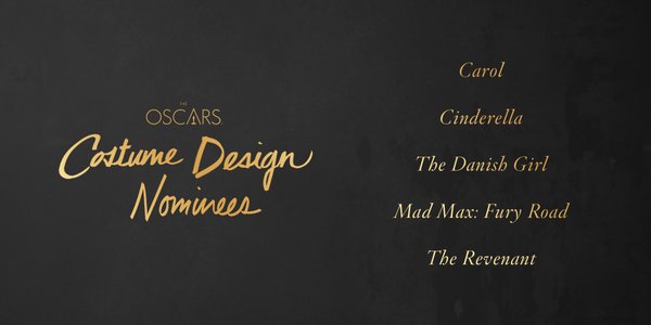 Oscars 2016 best costume design