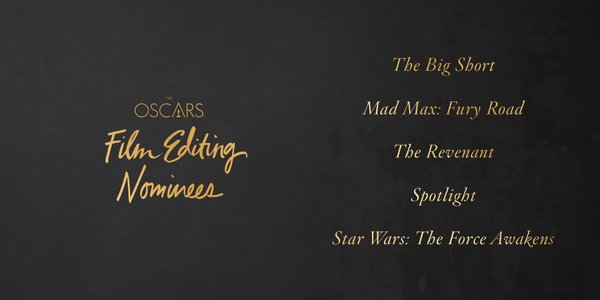Oscars 2016 best film editing