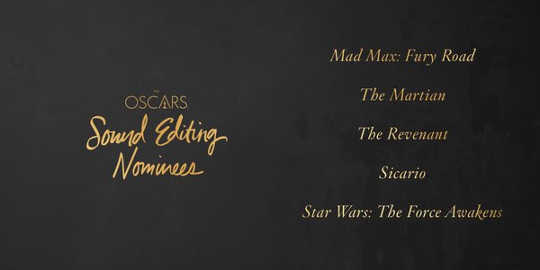 Oscars 2016 best sound editing