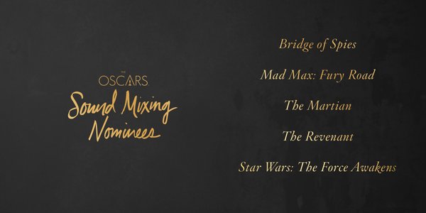 Oscars 2016 best sound mixing
