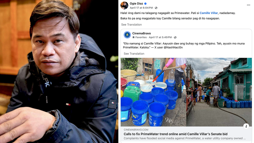 Ogie Diaz urges Camille Villar to fix PrimeWater issues before making housing promises