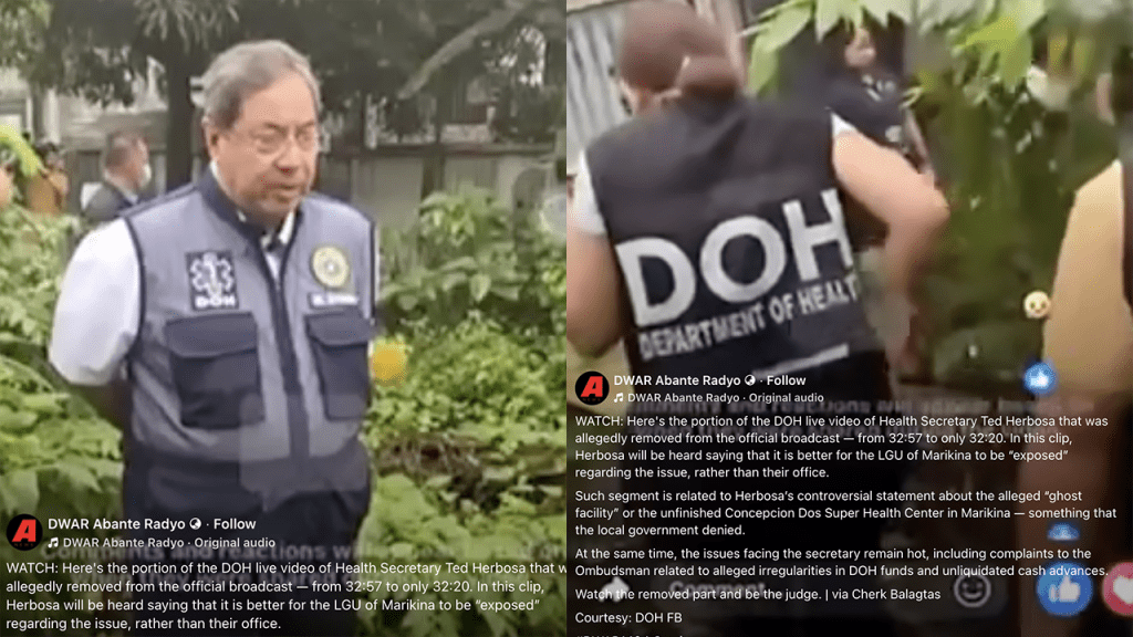 DOH cuts Ted Herbosa’s comment during FB Live broadcast